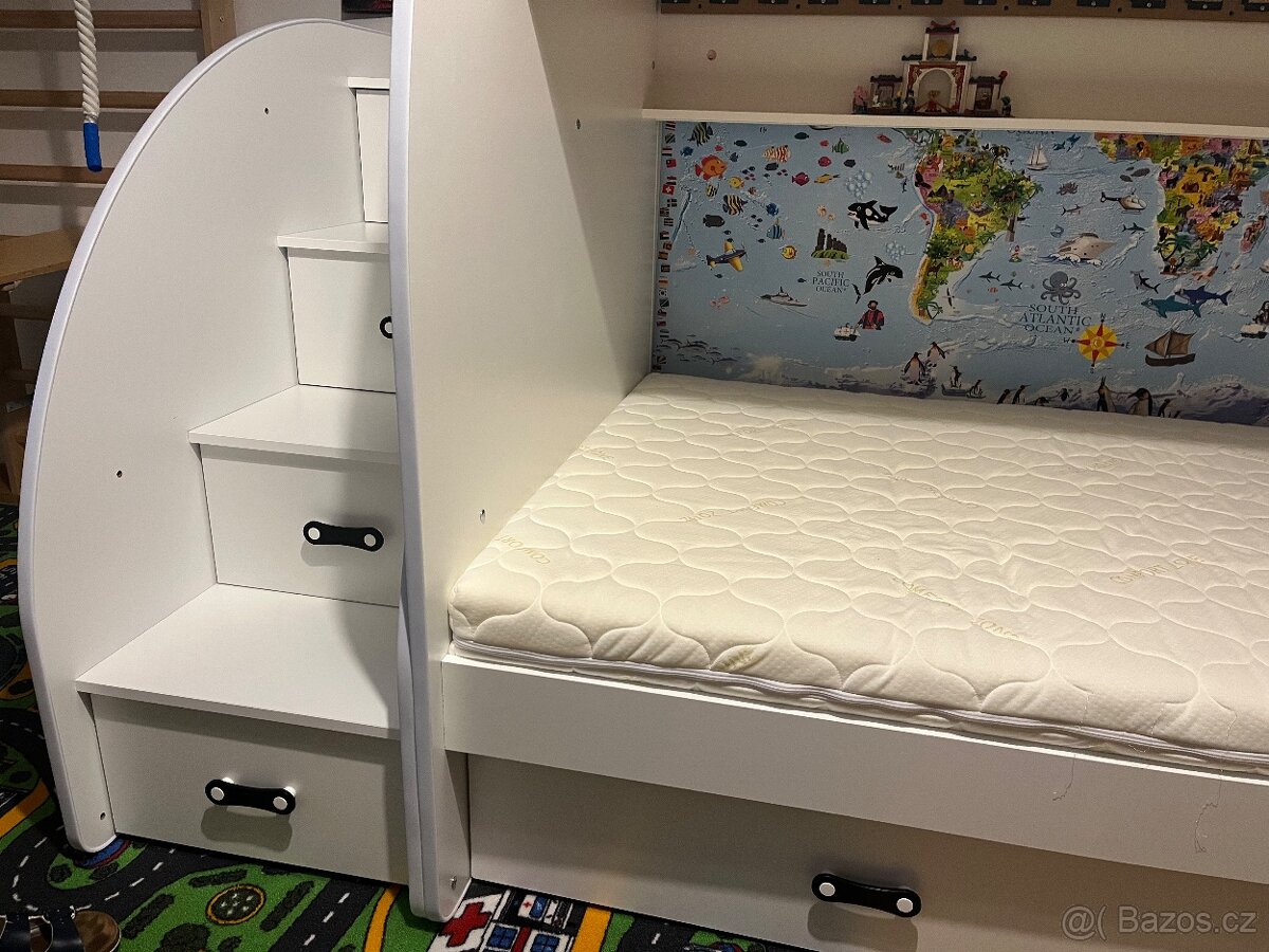 Dvoupatrová postel s úložným prostorem a matracemi - 2