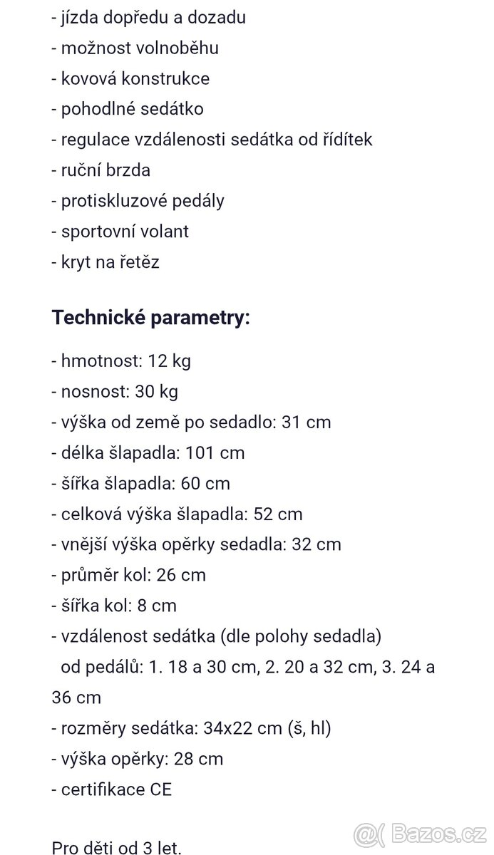 Šlapací motokára - 2