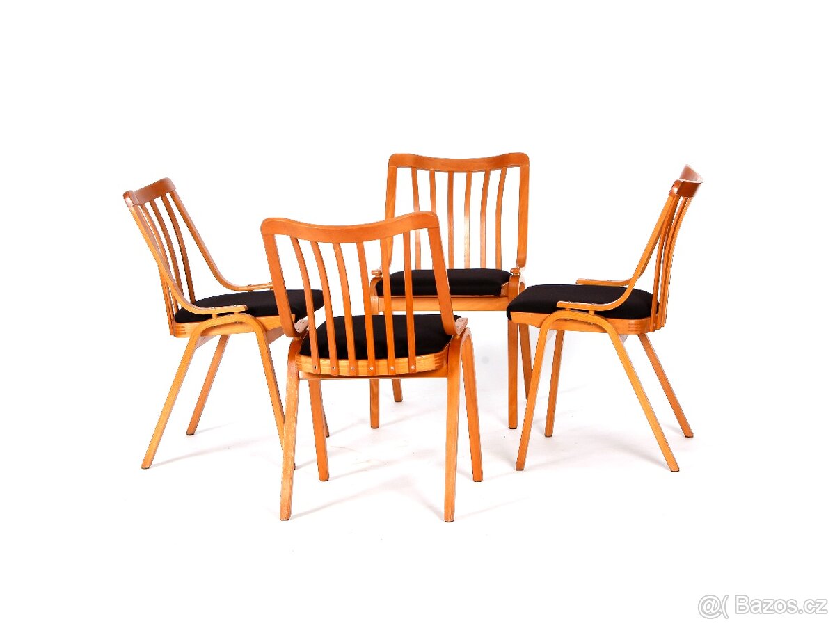 Jídelní židle TON, nové čalounění, 4 kusy, 1985. - 2