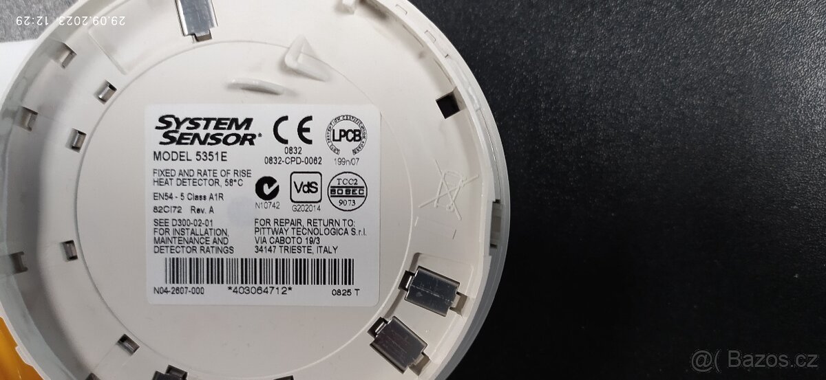 System Senzor 5351 E teplotní čidlo vč.samoreset.patice NOVÉ - 2