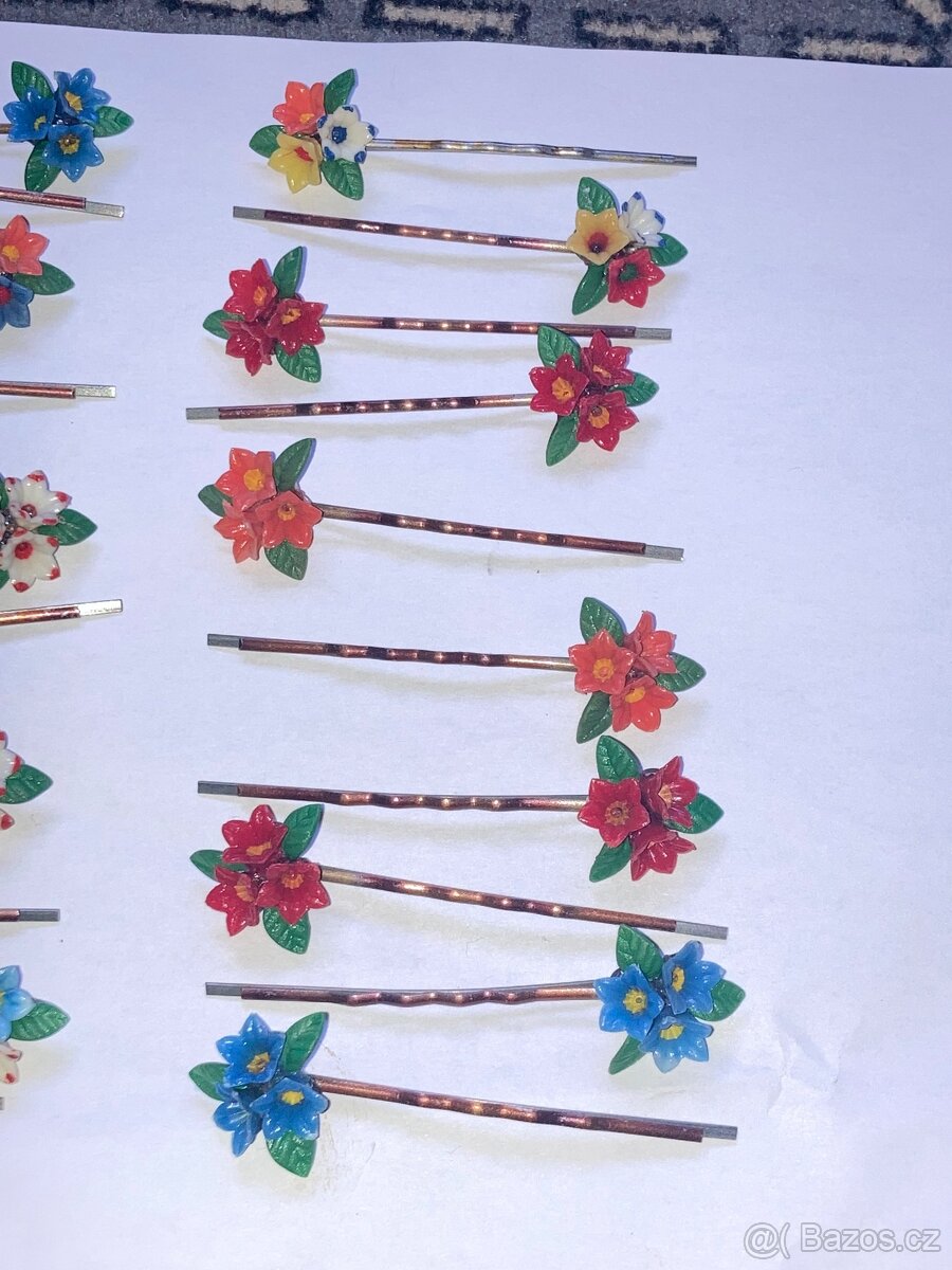 Staré sponky do vlasů s květinami - 2