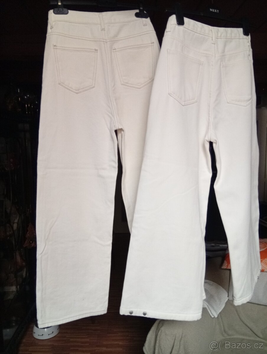 2x bílé široké zateplené džíny vel.S - 2