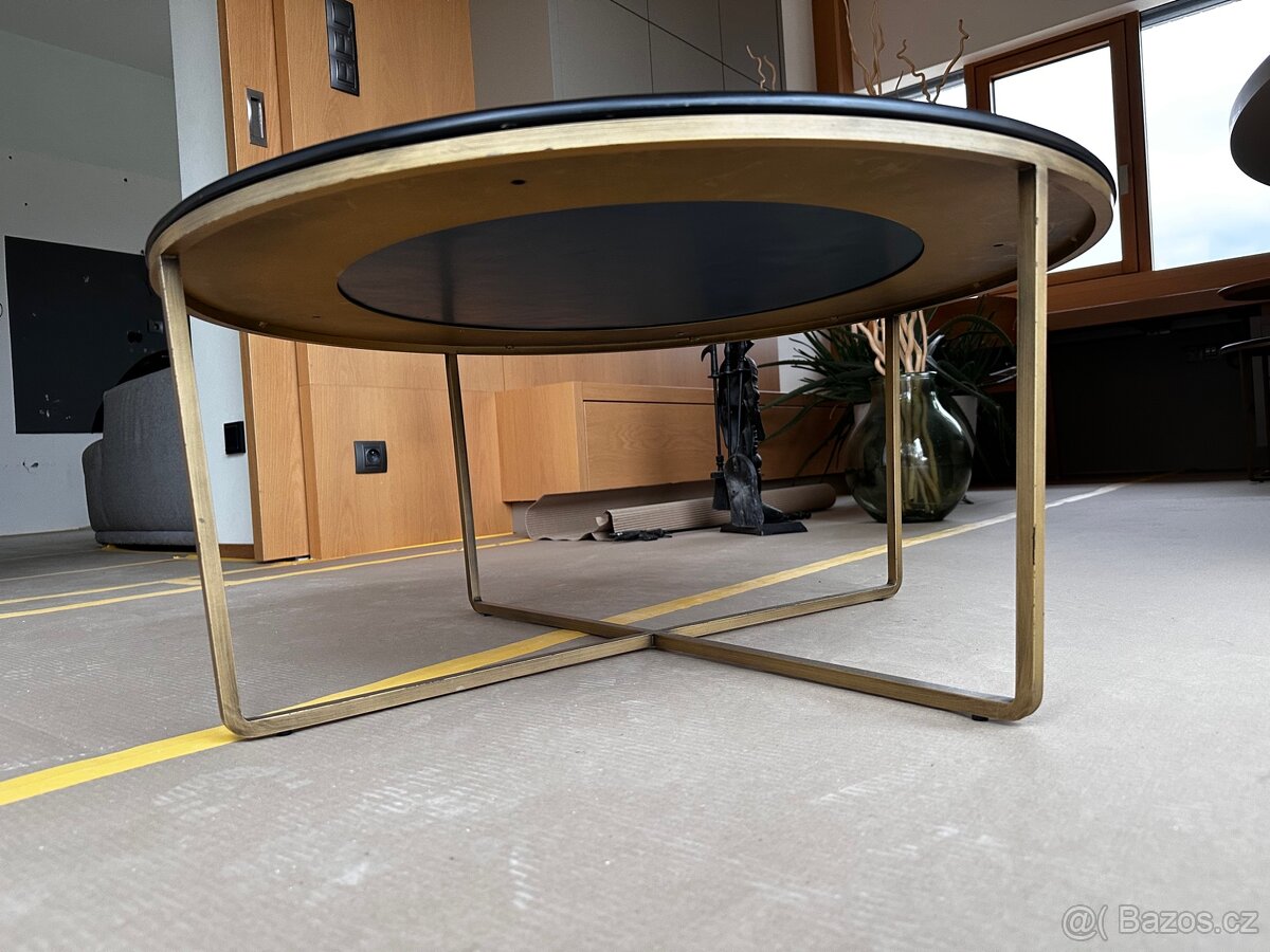 Konferencni stolek sklo, mosaz - 2