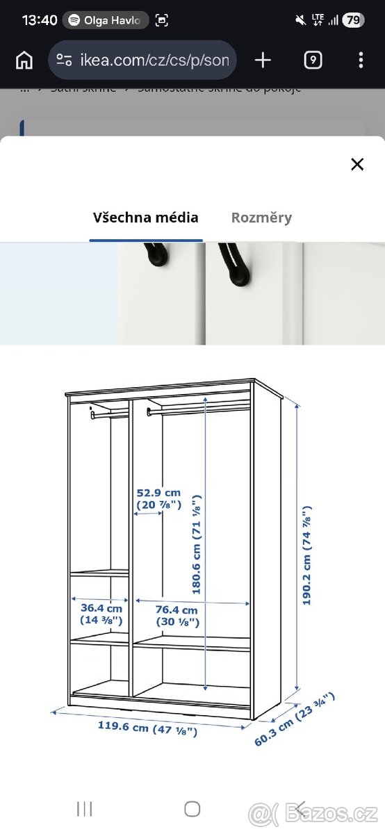 Bílá skříň se zrcadlem IKEA - 2