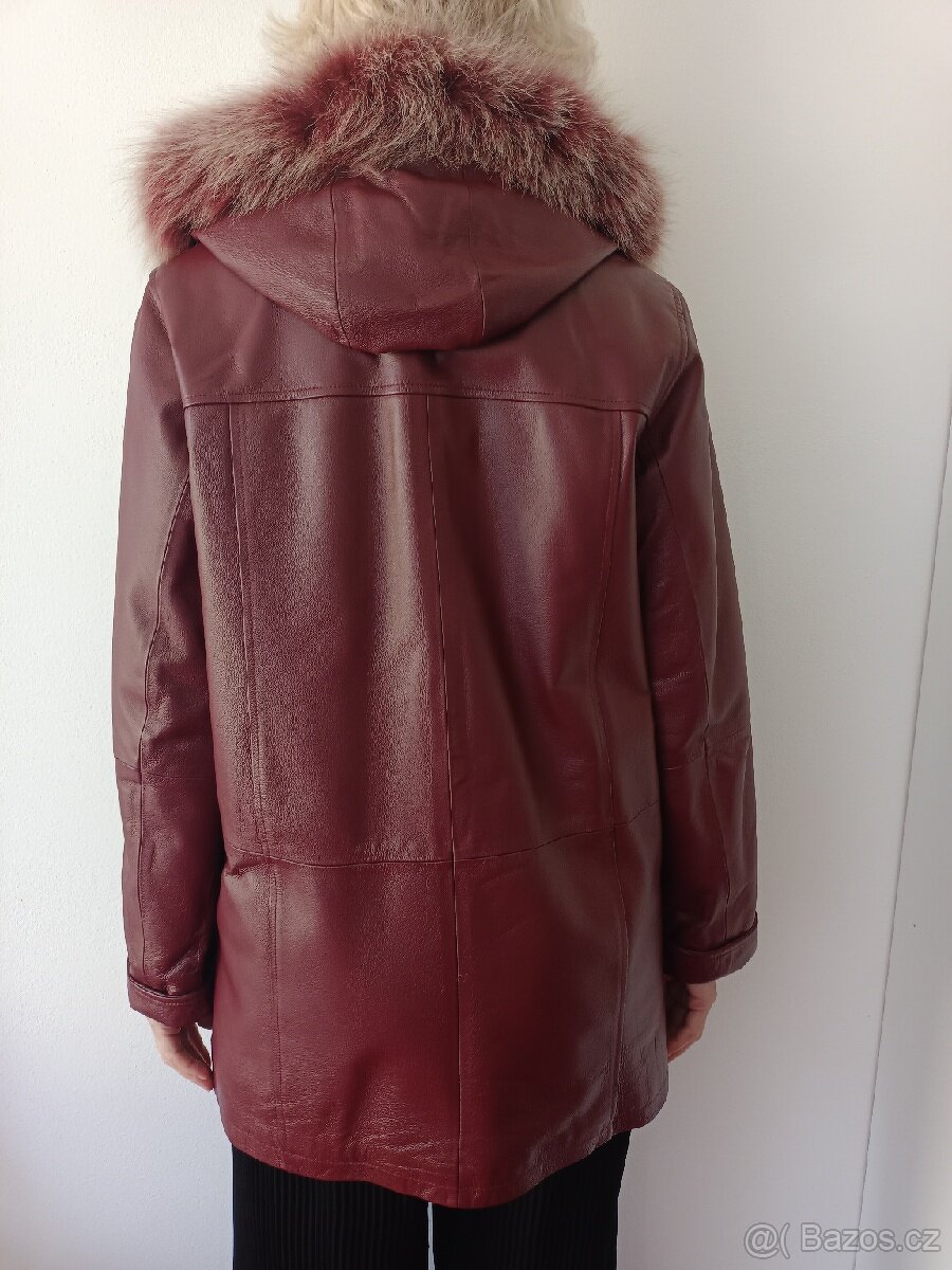 Vínový kožený kabát - 2