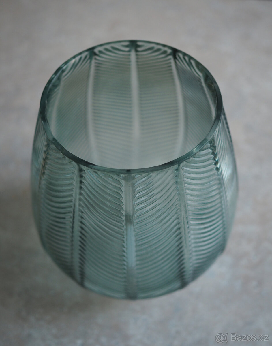 skleněná váza šedo-zelená - 2