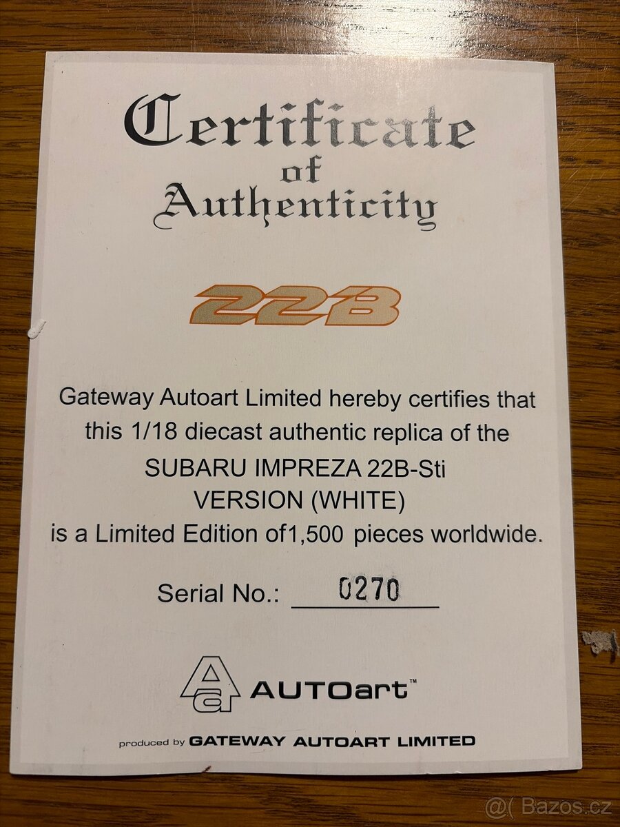 Autoart Impreza 22B - 2