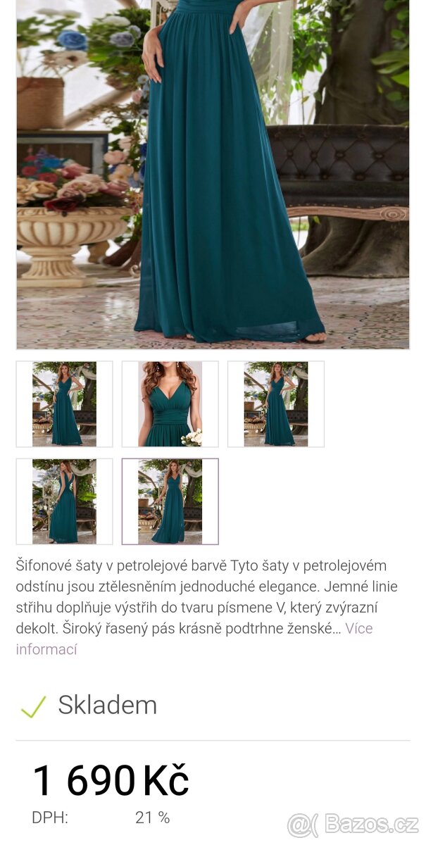 Petrolejové plesové šaty - 2