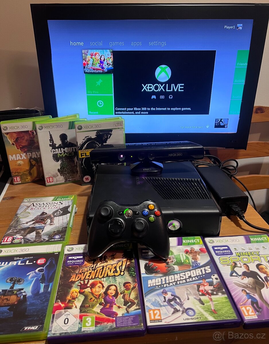 Xbox 360 Slim 250GB + příslušenství Kinect a hry - 2