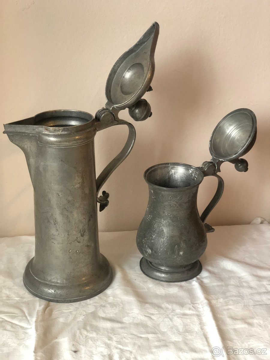 neponičené staré korbely cínové - 2