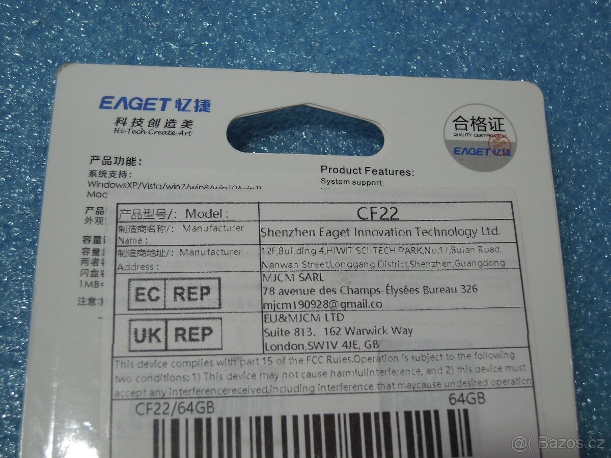 Kovový flash disk EAGET C USB 3.2 vysokorychlostní 2 v 1 64G - 2