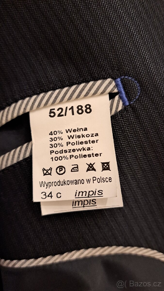 Pánský oblek - vel. 52/188 - 2