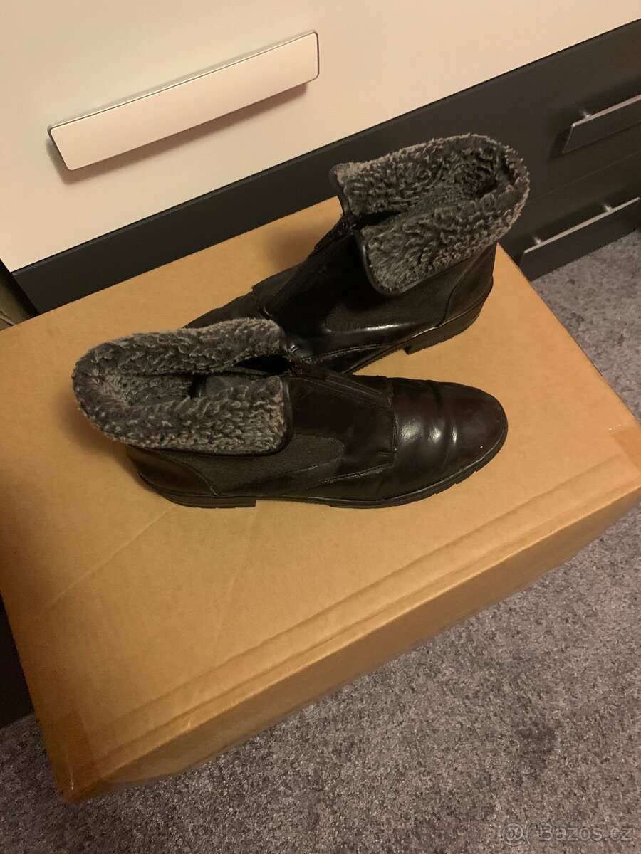 DÁMSKÉ ZIMNÍ KOŽENÉ TEPLÉ BOTY NA ZIP,vel.39,5 H - 2