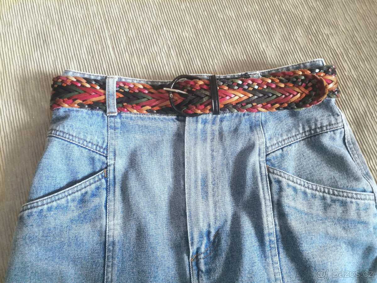 Vintage 80s/90s barevný proplétaný kožený pásek - 2