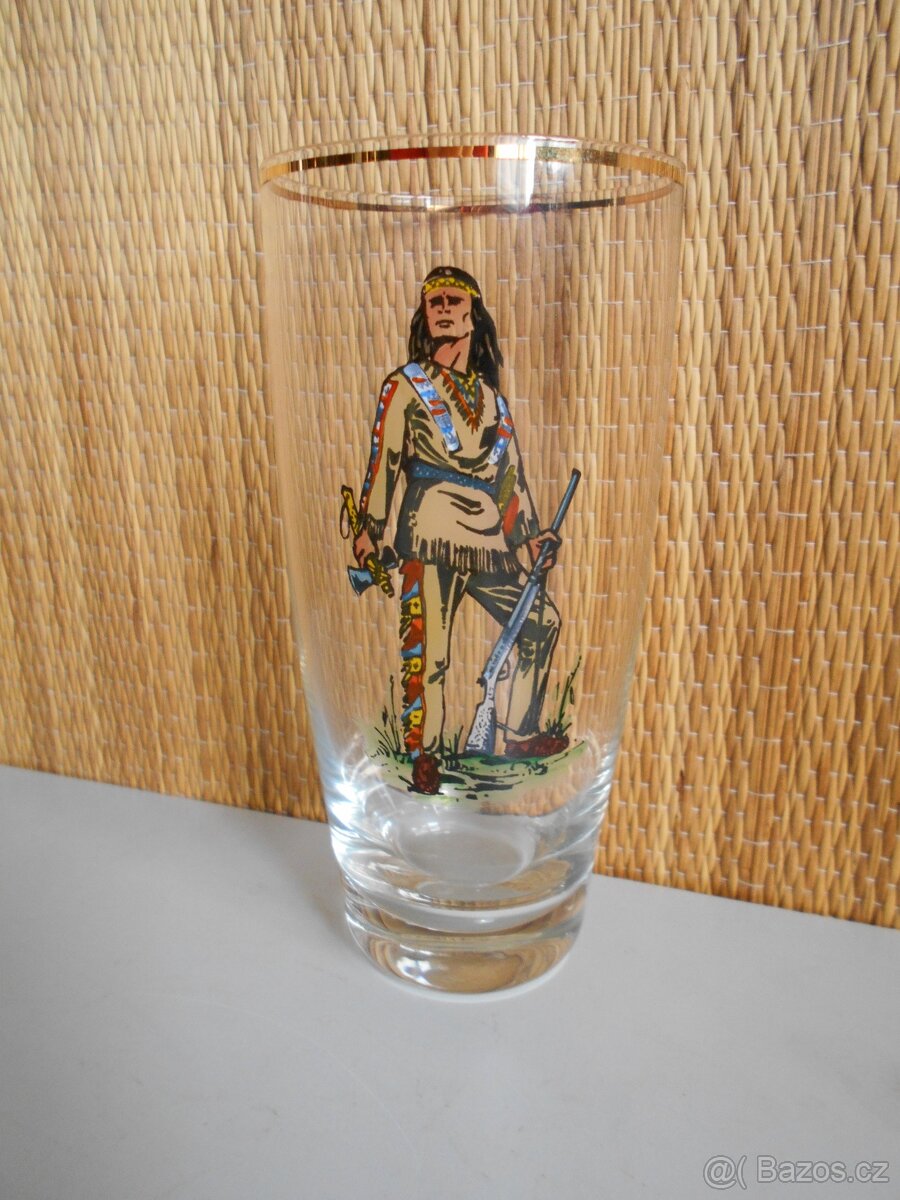 Staré sklenice s potisky Vinetou a Old Shatterhand - 2