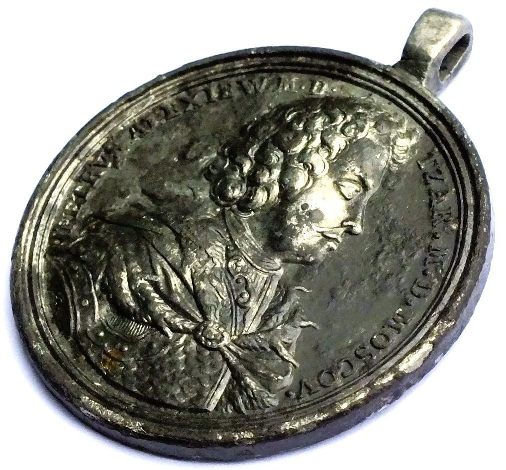 Rusko,Petr I. Veliký, medaile b.l.,Bitva u Poltavy 1709, cín - 2