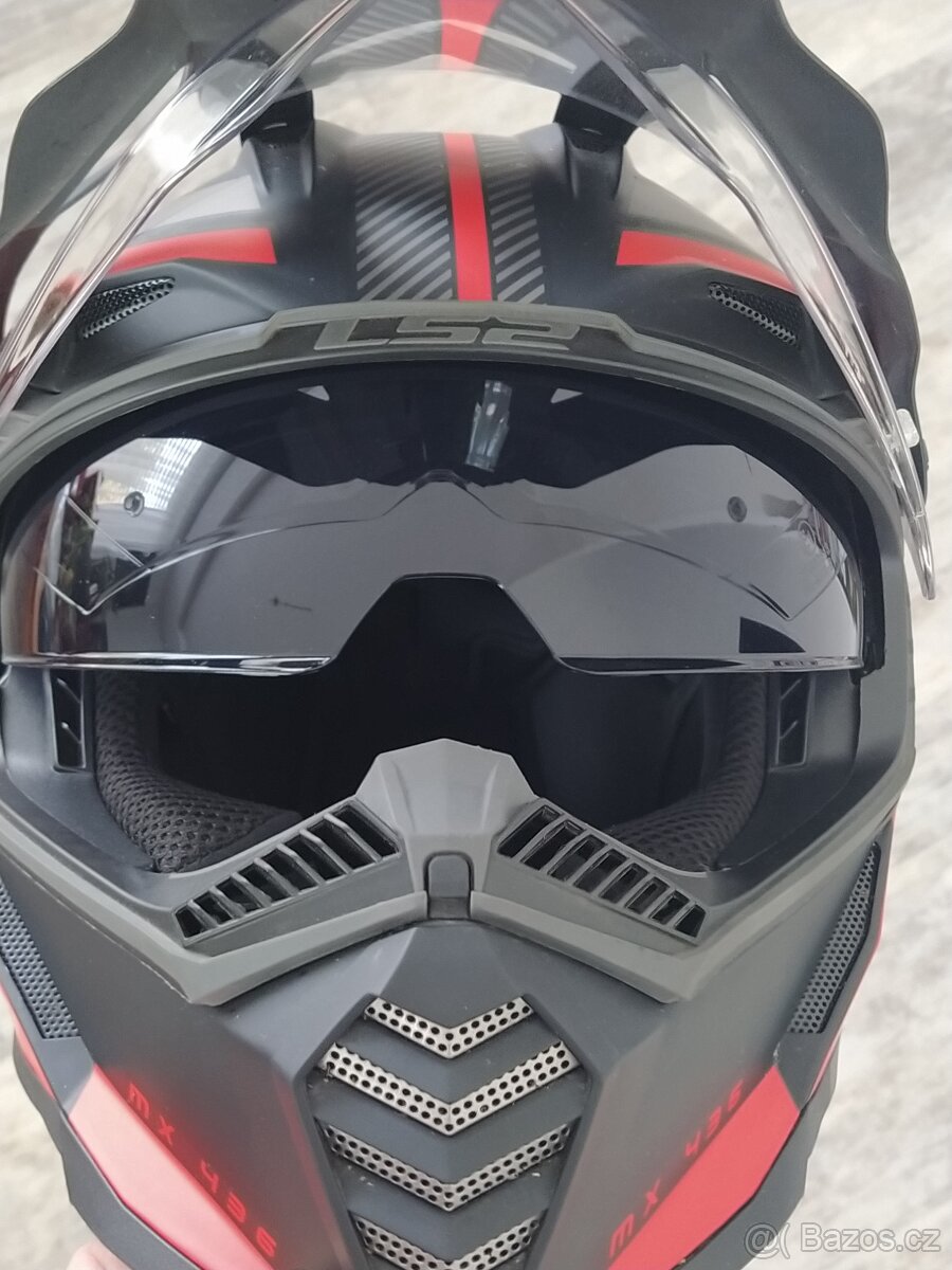 Enduro helma LS2 MX436 Pioneer EVO adventurer Matt Black Red - 2