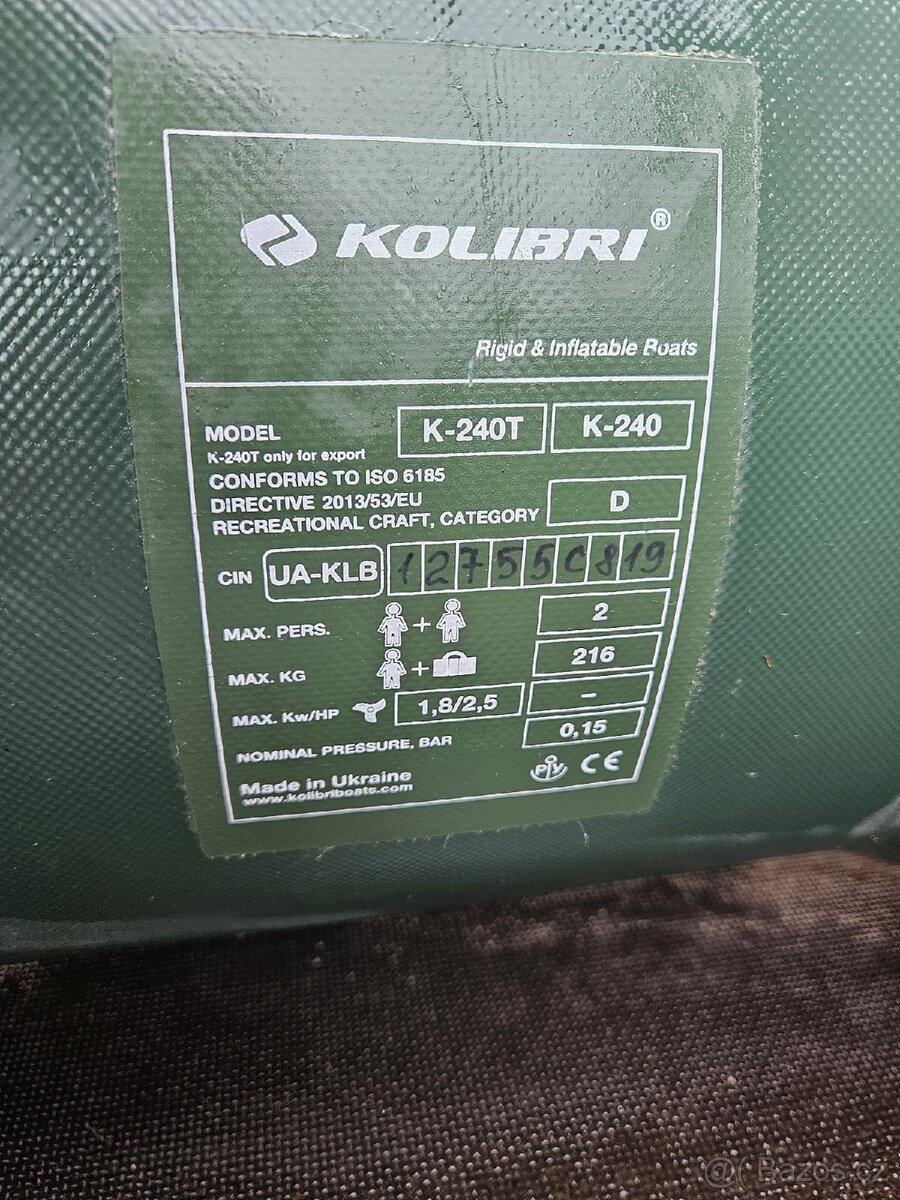 Člun kolibri 240 cm + motor + baterie - 2