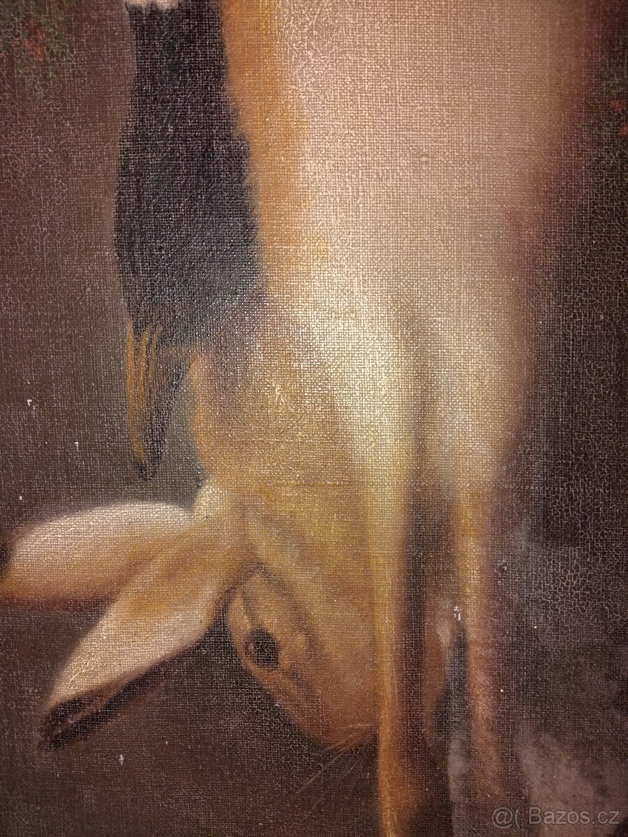 Starožitný obraz lovecké zátiší 110cm x 85cm - 2