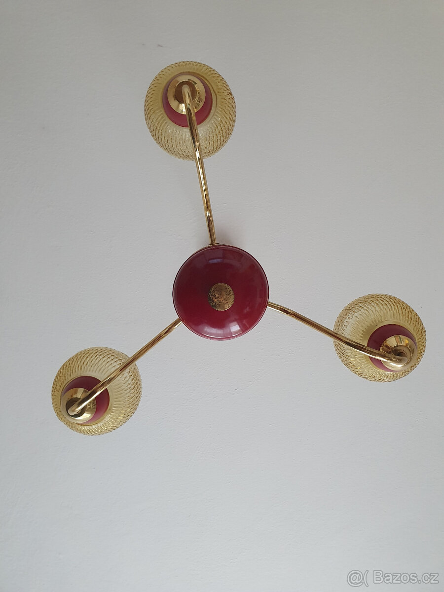 Mosazný vintage lustr Drukov Brno - 2