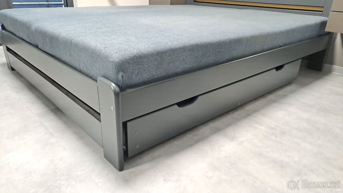 Postel 160x200 v odstínu antracit s úložnými prostory - 2