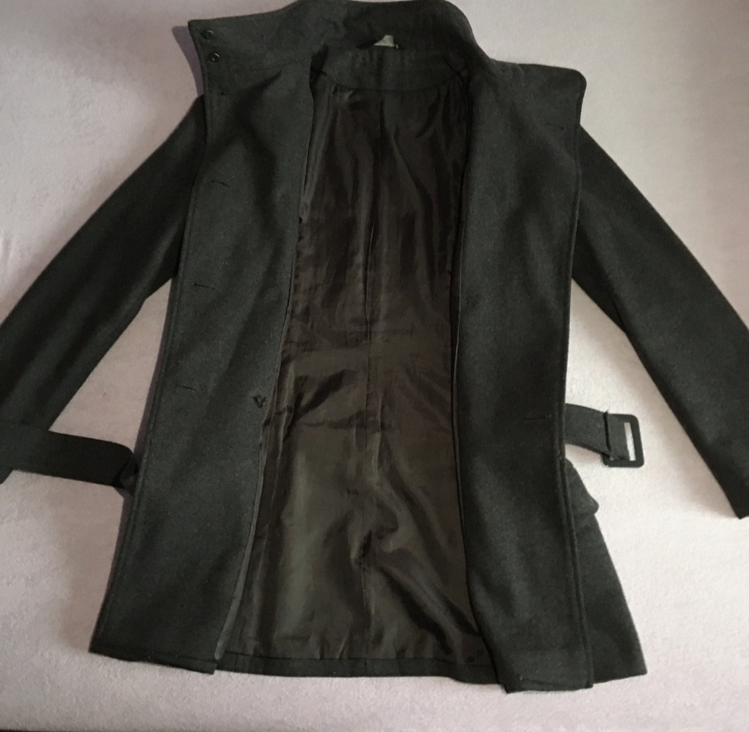 Tmavě šedý dámský podzimní/zimní kabát značky F&F vel. 34 - 2