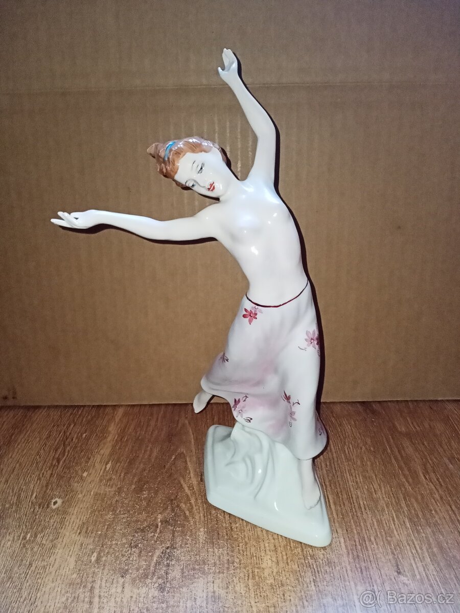 Polo akt tanečnice ART-DECO starý ROYAL DUX V.31cm - 2