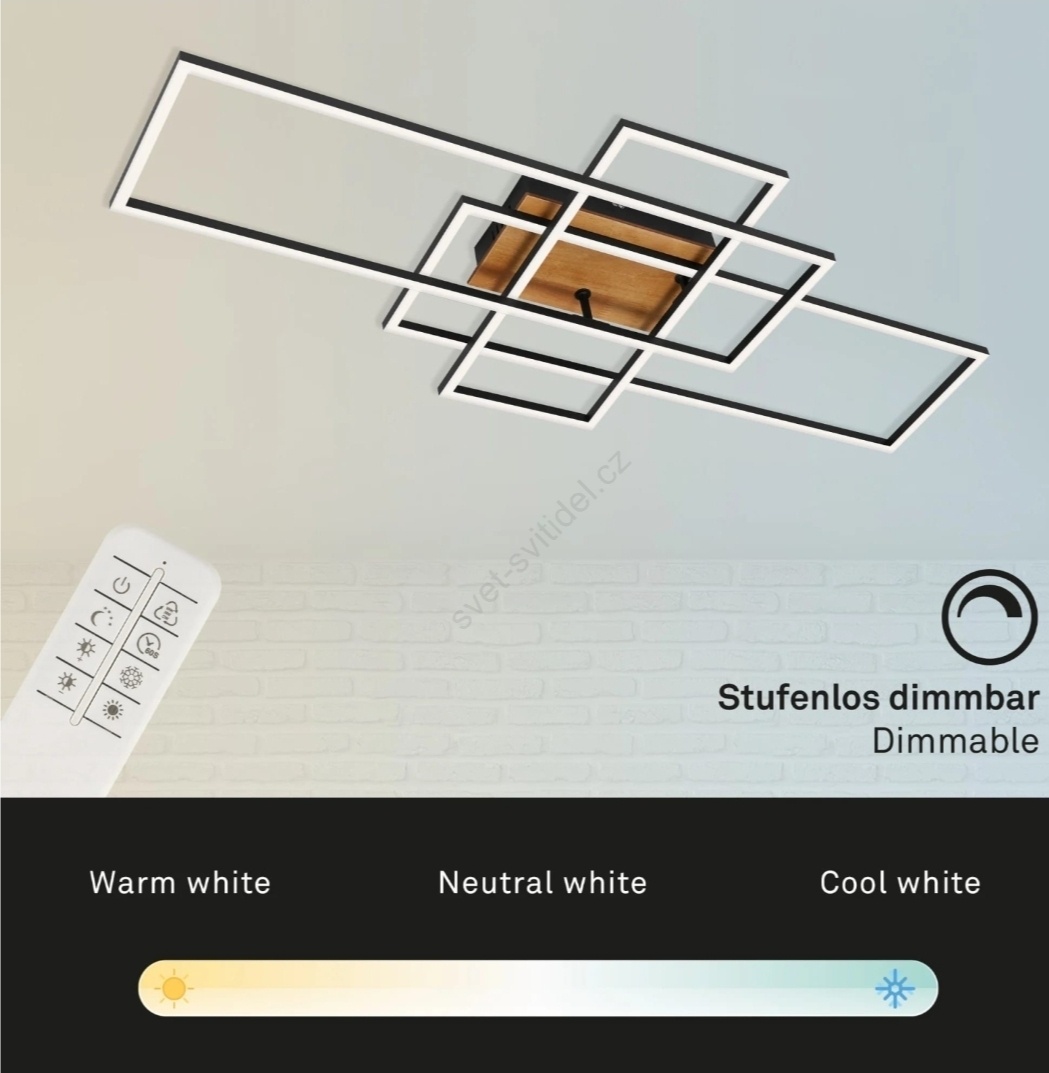 Stropní LED světlo ( černá + dřevo ) - 2