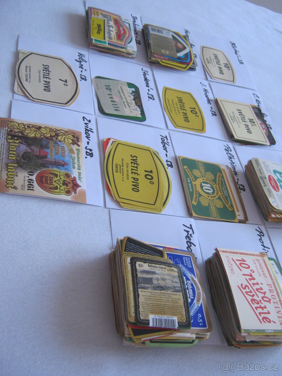 pivní etikety sbírka jižní Čechy 14 pivovarů 2500ks - 2