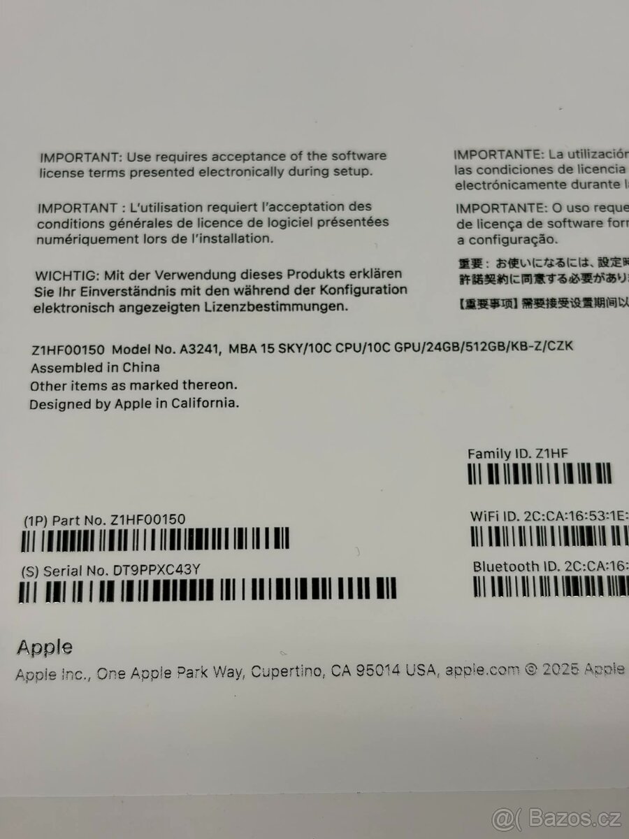 Apple MacBook M4 Air 15" 2025-Nový - neaktivovaný - 2