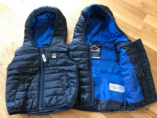 Dětská prošívaná podzimní vesta s kapucí 3-6 m - 2