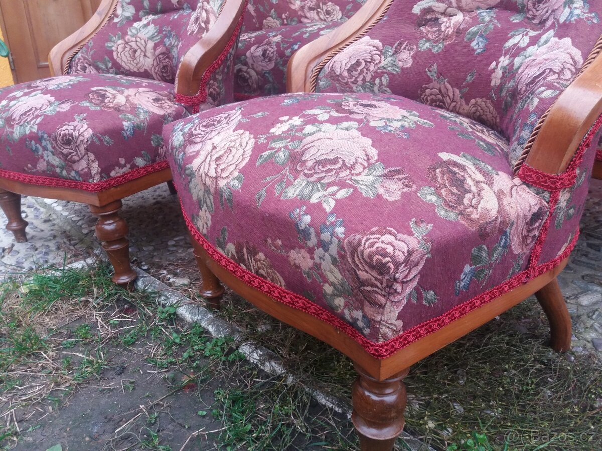 Starožitna sofa 2 křesla - 2