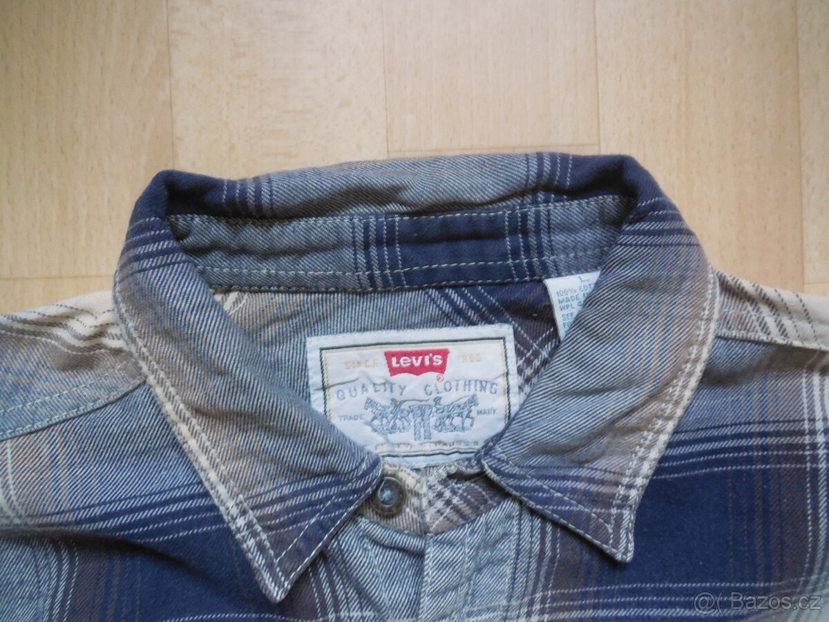 pánská Levi´s modrohnědá košile, flanel , dl. ruk, L/40 - 2