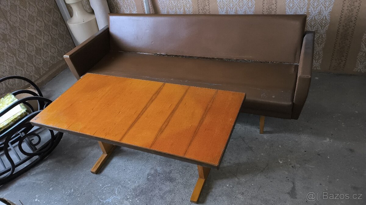 Retro sedačka + 2 křesla + stolek - 2