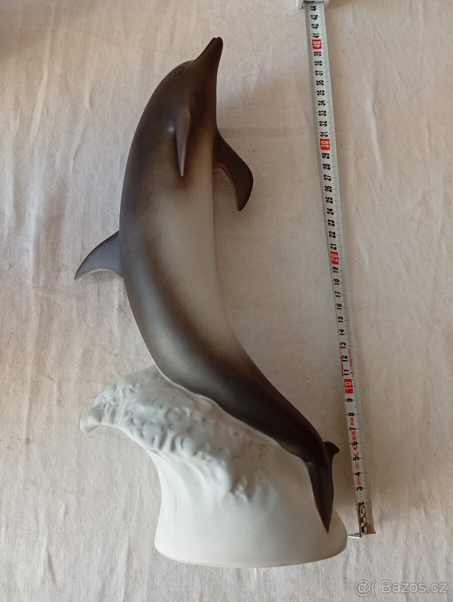 Porcelánová soška-biskvit-DELFÍN-36 cm - 2