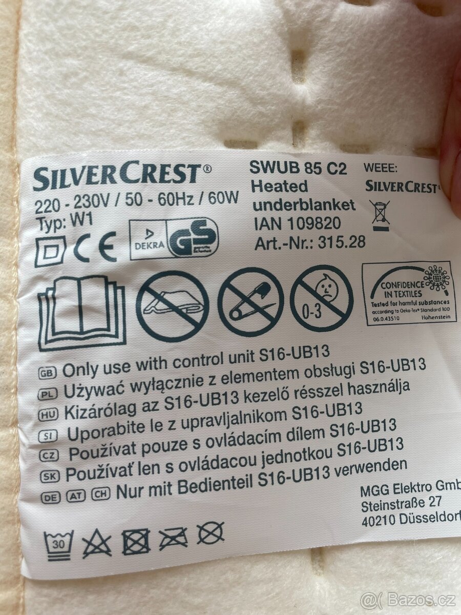 Elektrické dečka Silvercrest SWUB 85 C2 - 2