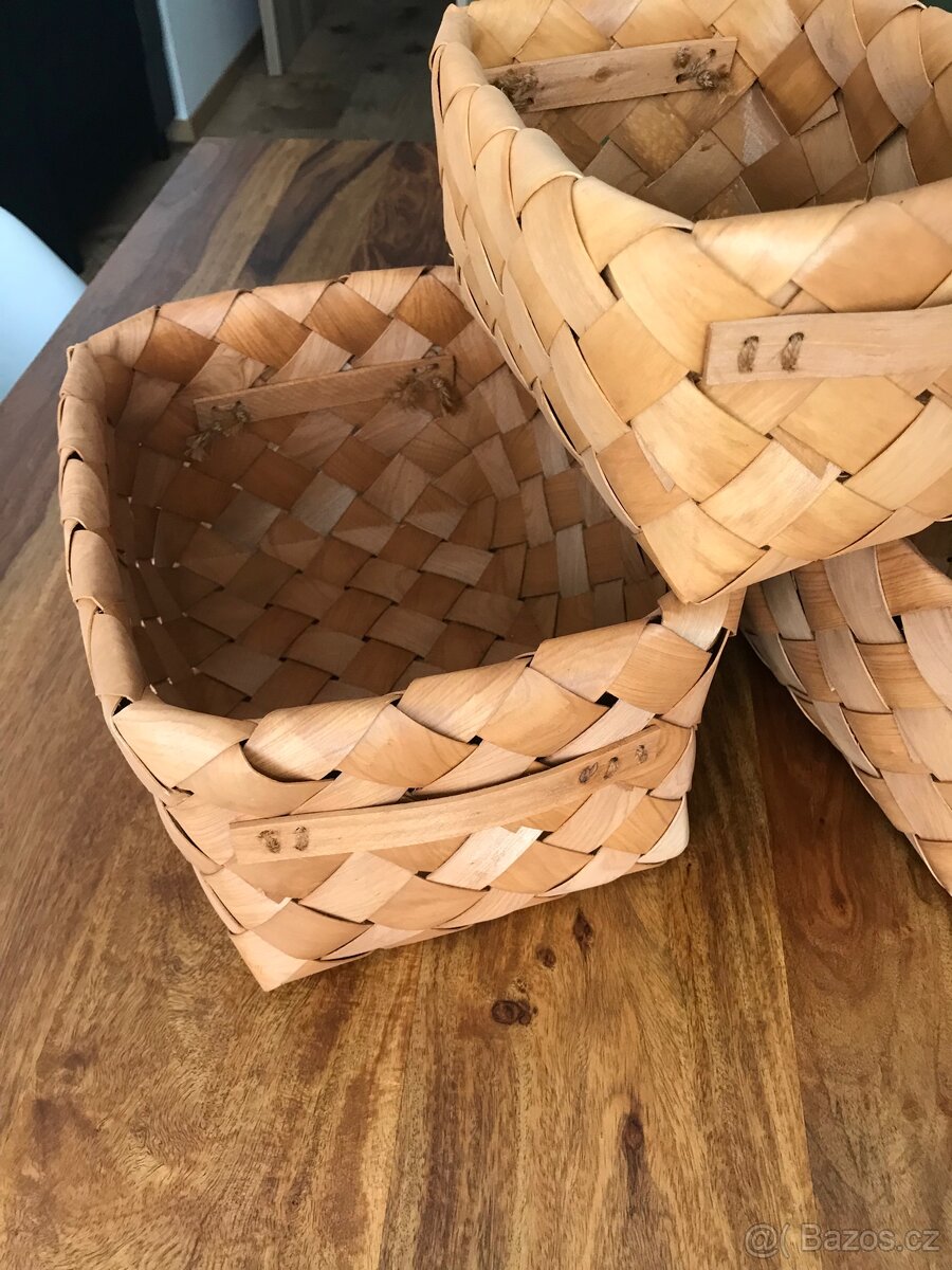 Dřevěné košíky s uchy 3ks - 2