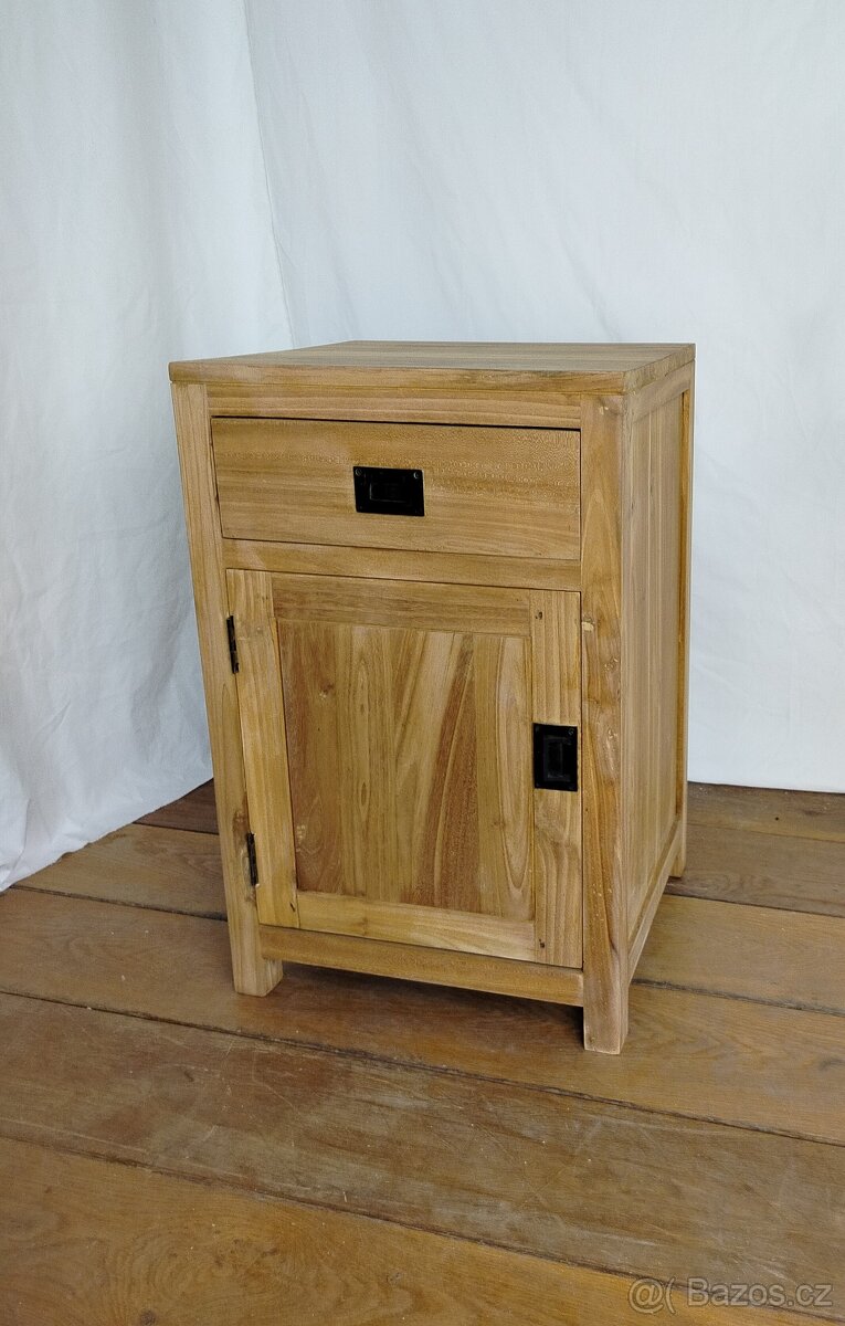 Noční stolek - přírodní dřevo teak - 2