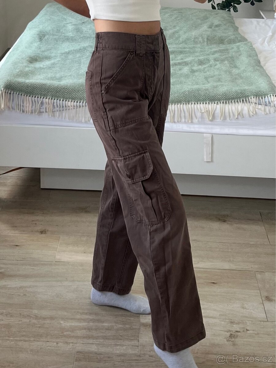 Bavlněné hnědé cargo kalhoty Pull&Bear - 2