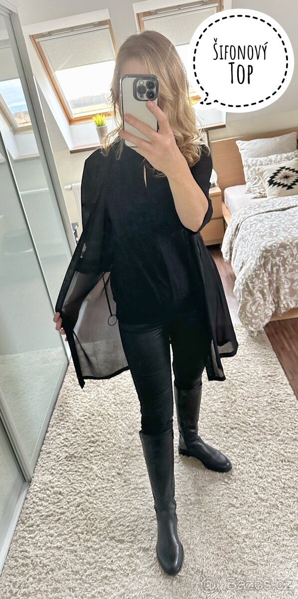 Černý šifonový kardigan - 2