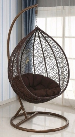 Křeslo houpačka závěsné v hnědém umělém ratanu - 2
