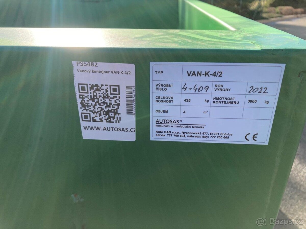 Vanový kontejner 4 m3 VAN-K-4/2 |PSN176| - 2