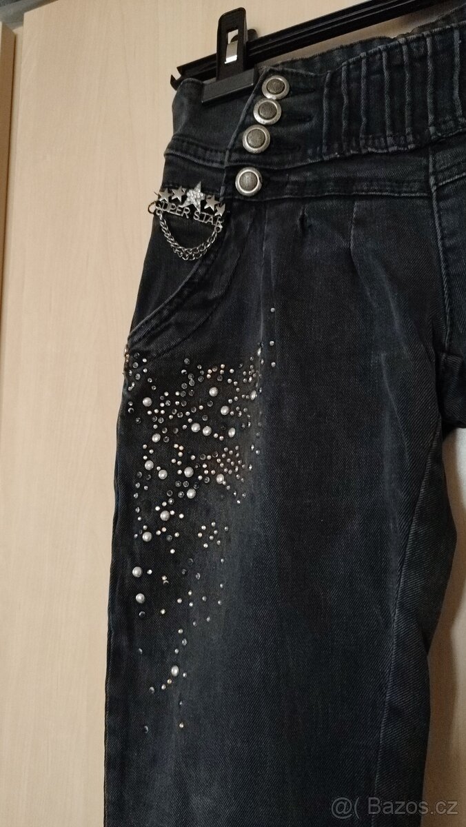 Černé džíny s kamínky - 2