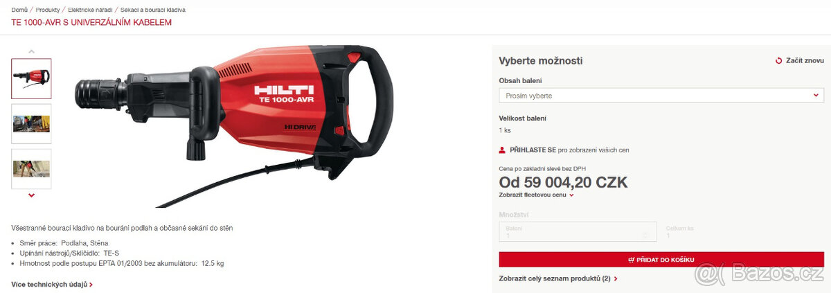 Hilti TE 1000-AVR s univerzálním kabelem (26J) - 2