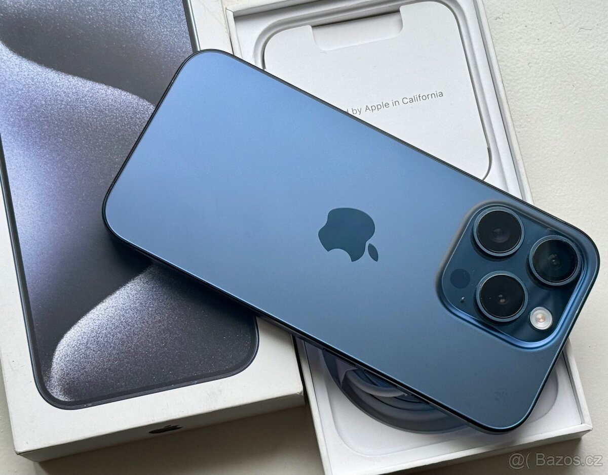 iPhone 15 Pro Max Blue Titanium BATERIE 100% TOP - 2