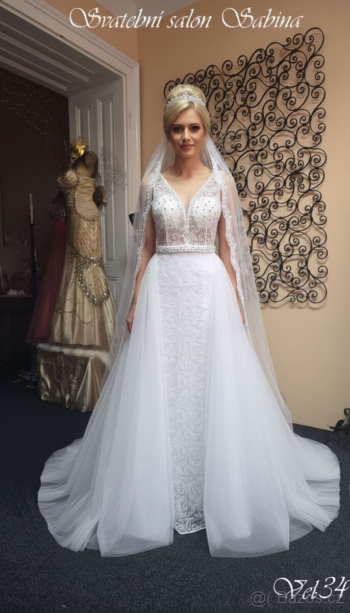 PŘEKRÁSNÉ SVATEBNÍ ŠATY 2v1 - 2