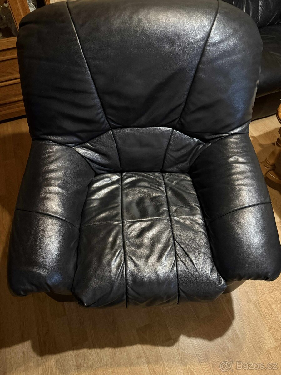 Celokožená souprava do L + křeslo - 2