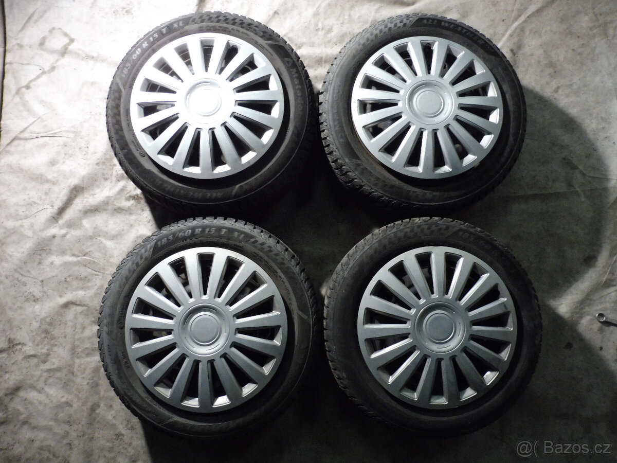 Prodám 4 orig.15"plech.kola + zim.pneu.O.MERIVA185/60/15 - 2