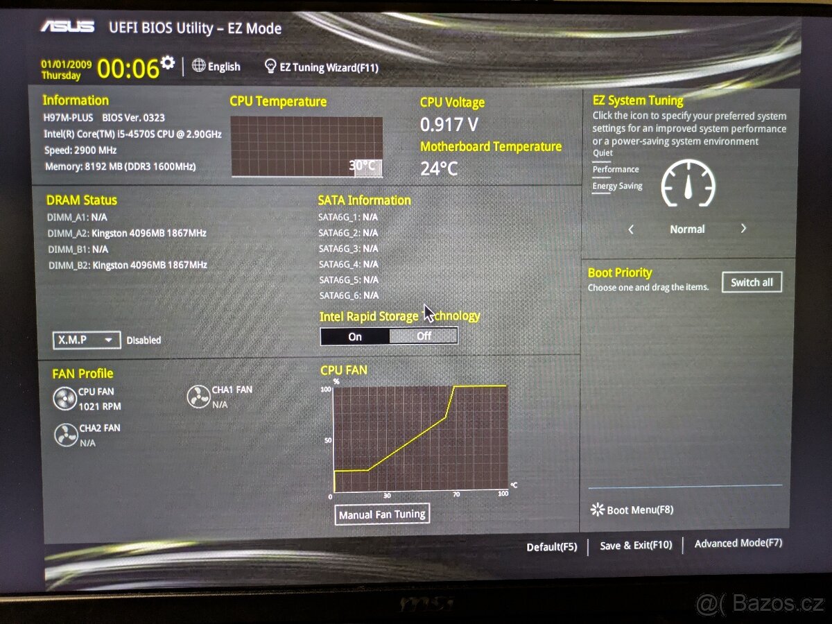 Základní deska ASUS H97M-PLUS + i5-4570S + 8GB RAM - 2