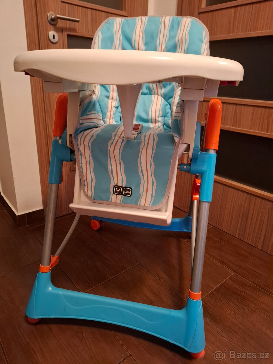 Dětská jídelní stolička modro-bílá - 2
